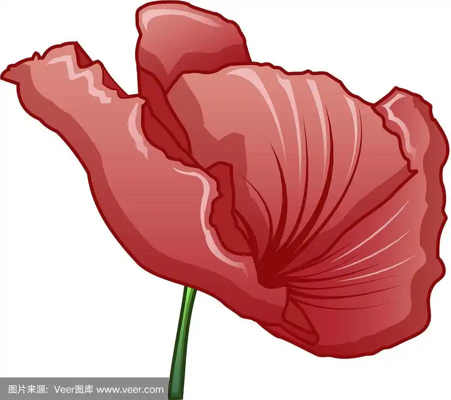 红色罂粟图标卡通风格