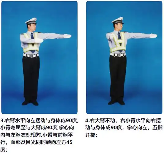 的交通警察手势信号主要有八种,分别是停止信号,直行信号,左转弯信号