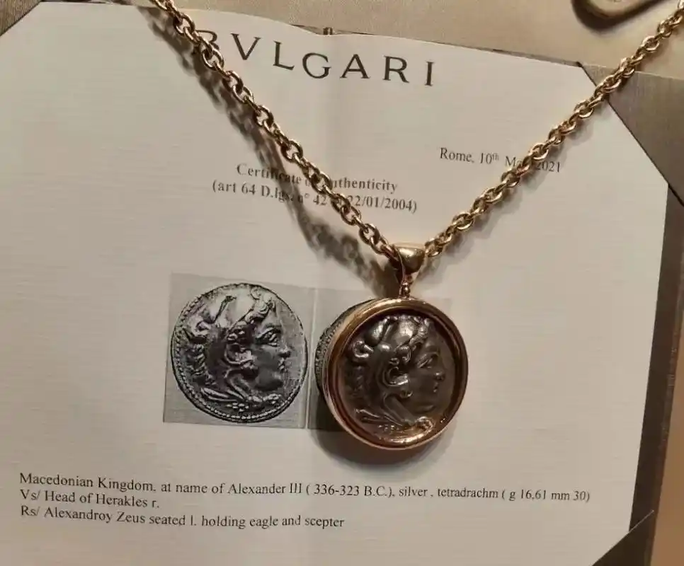 宝格丽 古币项链 大号 21年全套 战神亚历山大 保护神宙斯 - 抖音