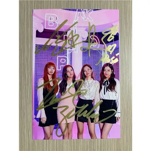 blackpink lisa jennie rose4人亲笔签名照片10款合照6寸 款式4