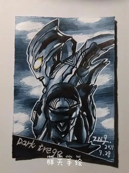 胖天手绘奥特曼自制卡