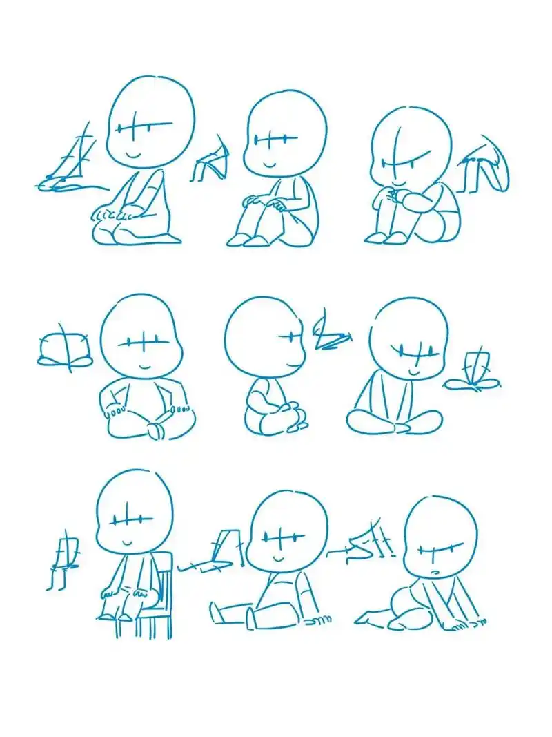 【一起学画吧】卡通q版小人坐姿
