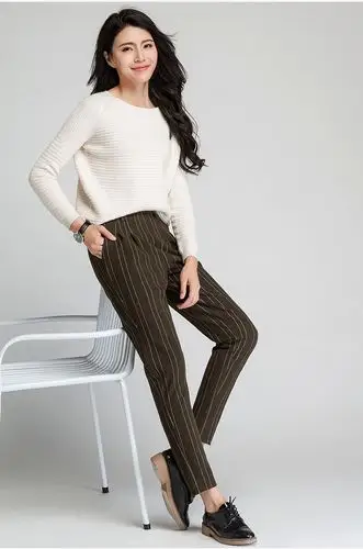 哈伦裤2016秋冬高腰大码女裤显瘦宽松萝卜裤休闲裤韩版条纹小脚裤