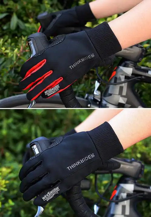 山地车骑行手套秋冬季户外山地公路自行车保暖全指减震长指触屏手套