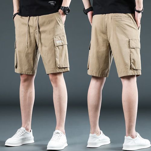 工装纯棉休闲短裤男士ins潮流宽松夏季薄款中裤男生5五分裤子 卡其色