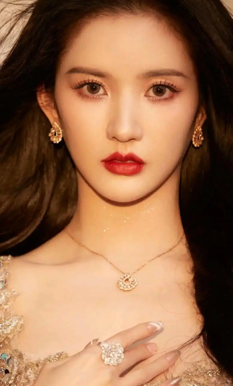 刘些宁宫廷风造型写真壁纸,高端复古,红唇卷发,柔美大气!