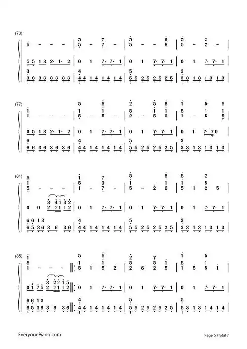undertale theme双手简谱预览5-钢琴谱文件(五线谱,双手简谱,数字谱