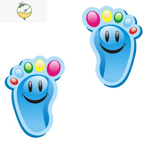 学校地面地板台阶贴儿童房卡通防水自粘脚印贴纸 无字脚丫[蓝色]15对
