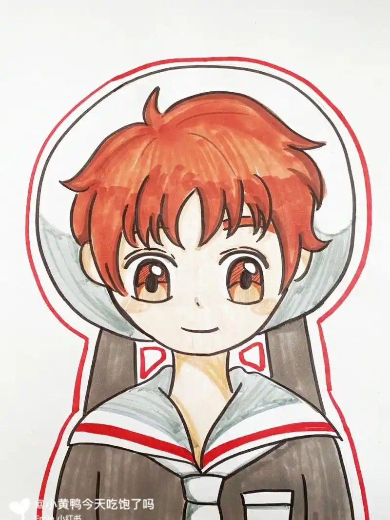 q版人物男生 #卡通画# #马克笔# #儿童画# #q版人物# #q版男生半身