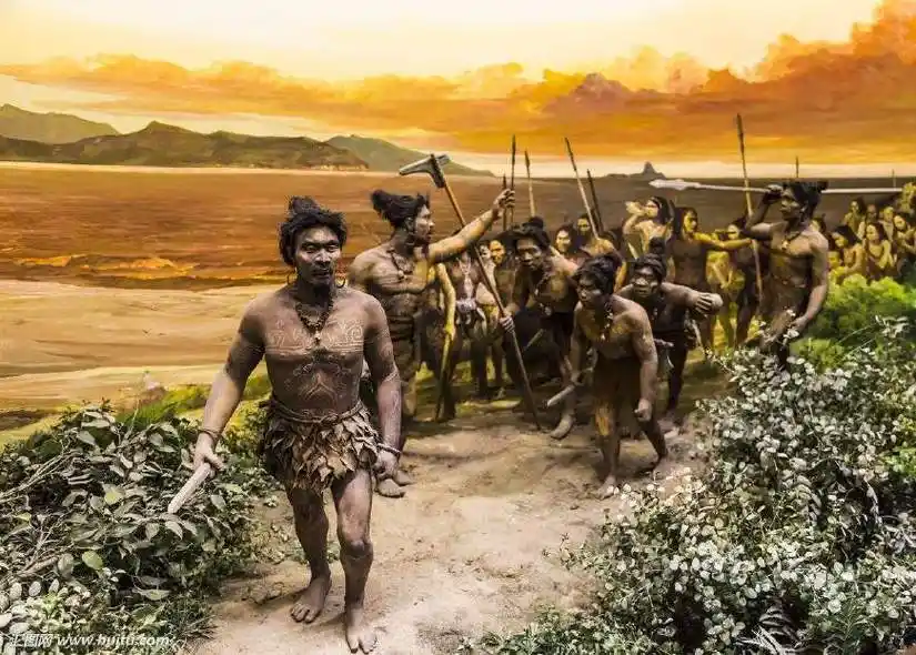 原始人复原蜡像上的纹身