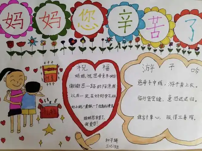 感恩妈妈,用稚嫩的笔描绘出对妈妈的爱.
