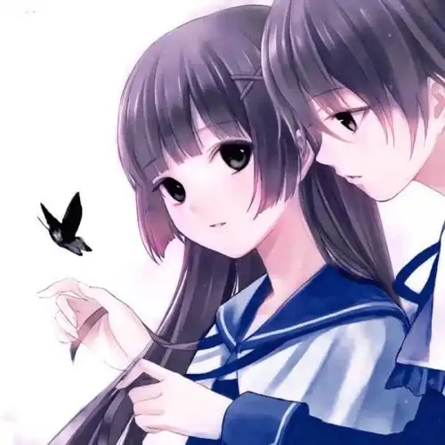 唯美动漫少男少女一左一右情侣头像高清下载