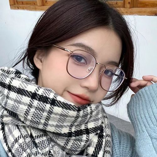 眼镜奶茶茶色女韩版素颜ins风配近视近视眼网上定制成品光学镜