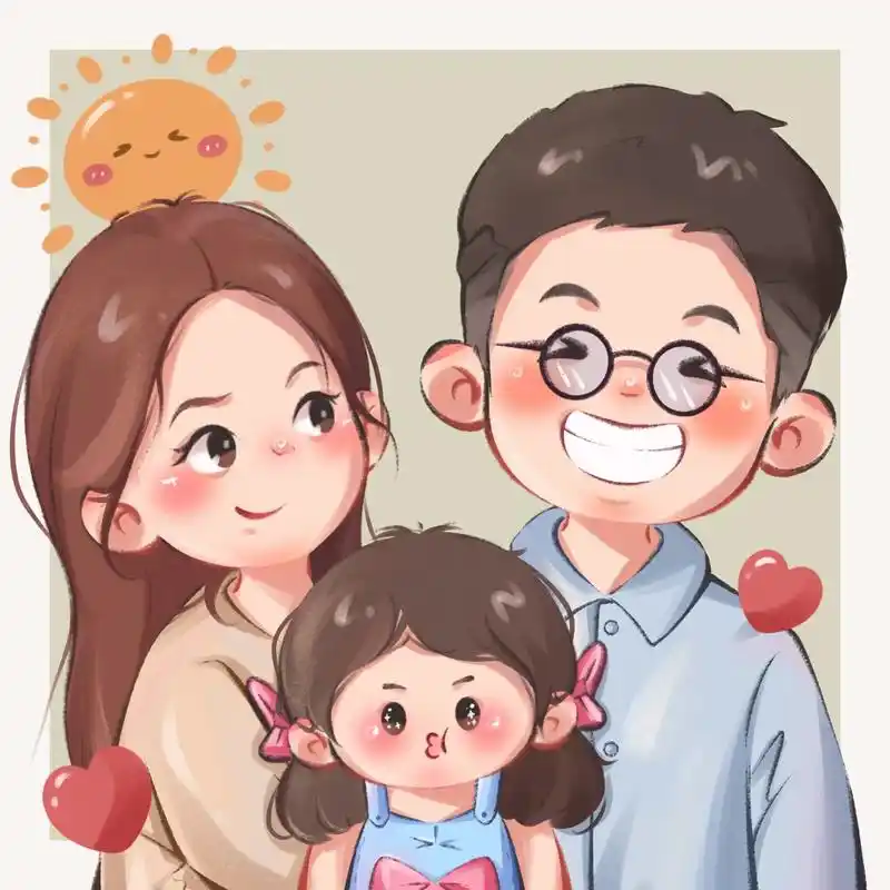 亲子头像 #一家三口 #procrea - 抖音