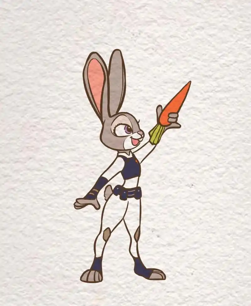 简笔画|兔朱迪 今日份情头来一波,疯狂动物城yyds,明天给大家出狐尼克