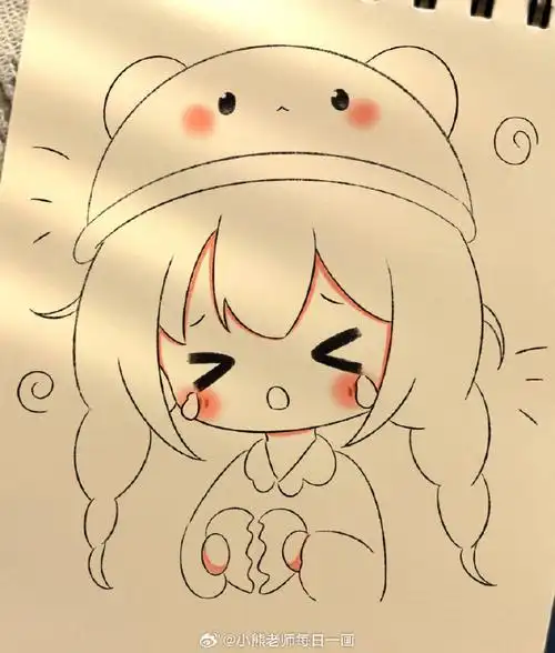 一组超可爱的简笔画女孩🌼💄来自:画画的小迷糊#遇见艺术##手绘