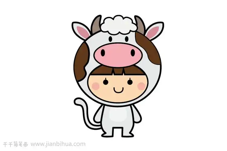 穿着小动物衣服的女孩简笔画图片大全