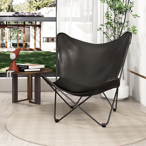 禄通户外躺椅折叠便携蝴蝶椅皮革北欧懒人休闲沙发折叠椅午休便携户外