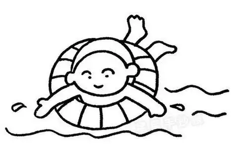 小朋友卡通游泳简笔画