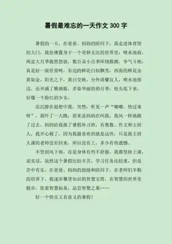 暑假最难忘的一天作文300字