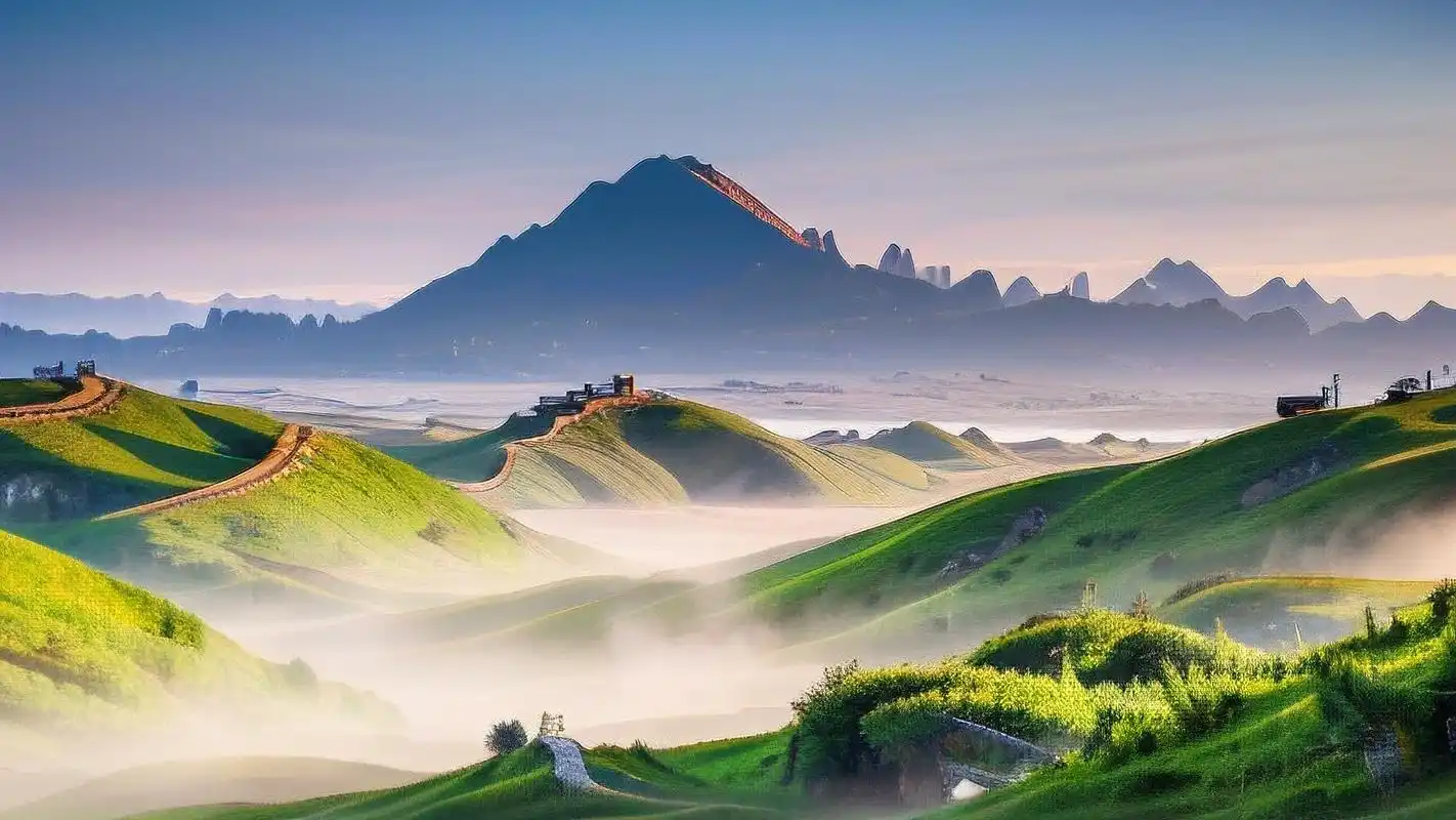 转运招财壁纸,好运连连的山水风光9015