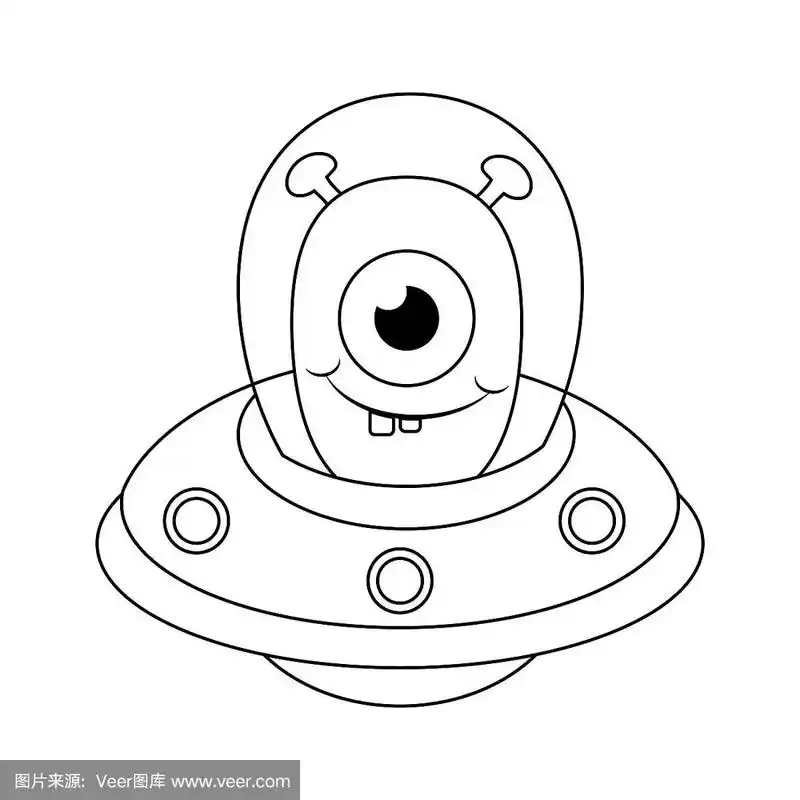 无色有趣的卡通外星人.矢量插图.色素p