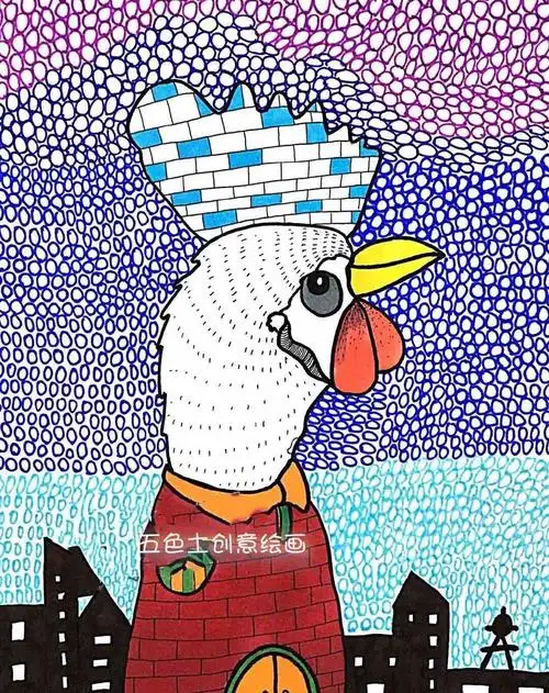 五色土创意绘画 | 大公鸡