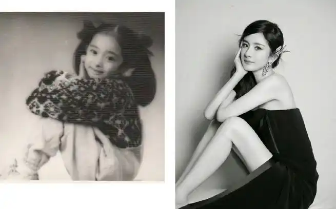 杨幂晒了三张小时候照片##杨幂爸爸说闺女没变