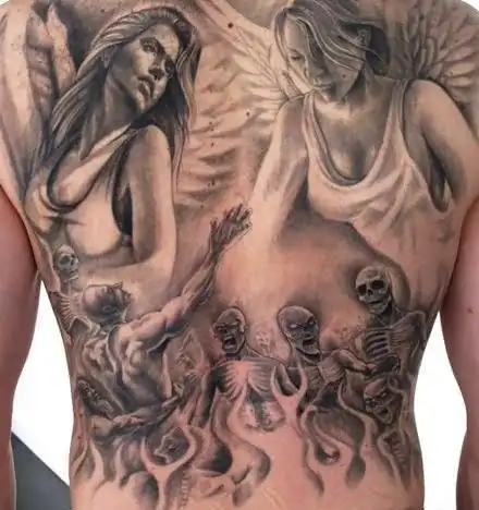 满背天使纹身图案