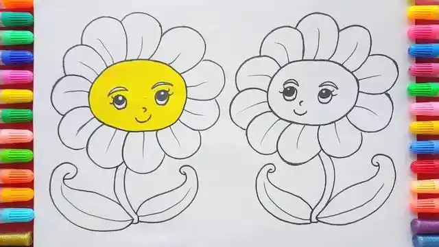 简笔画:给漂亮的向日葵涂颜色