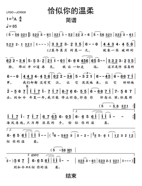 恰似你的温柔简谱-苍强曲谱