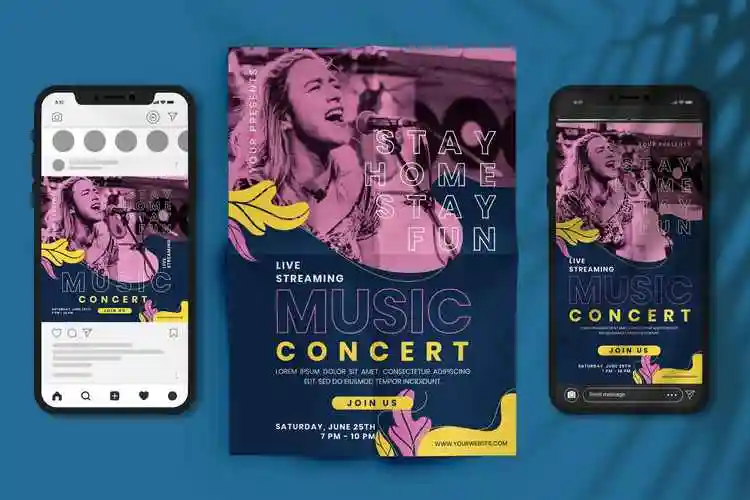 流媒体音乐演唱会宣传单模板streamingmusicconcert