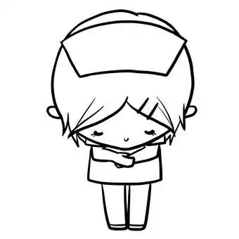 护士双胞胎尾巴鞠躬谢谢线画图