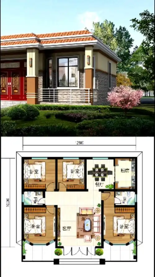 农村自建房#农村一层平房设计-度小视