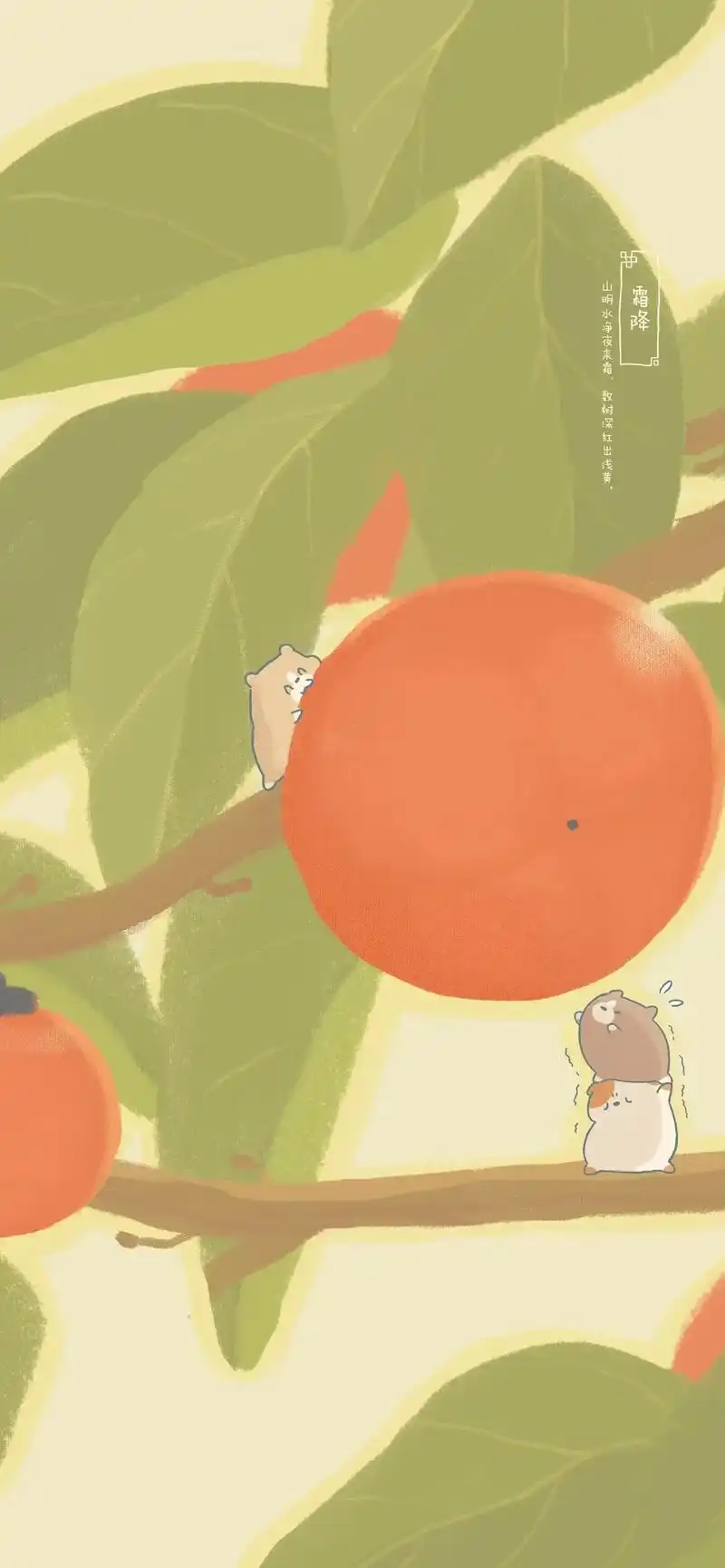 掀开日历.总有好柿发生 #霜降 #壁纸 #治愈系漫画 - 抖音