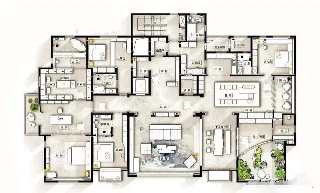 380平米浪漫大平层,东南侧花园让人羡慕