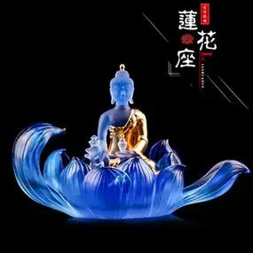琉璃莲花座药师佛底座莲花烛台香盘家居供佛家用佛堂供奉桌面摆件