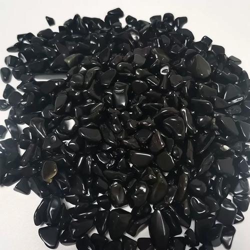 黑曜石原石纯天然黑色小石子净化消磁石供佛供曼扎摆件黑色石头