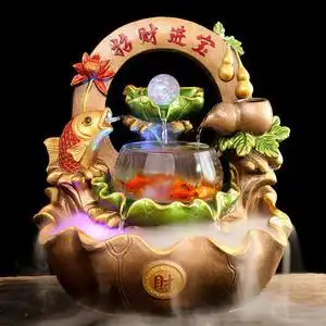 聚宝盆金鱼缸流水喷泉摆件风水轮招财葫芦客厅桌面转运球开业礼品