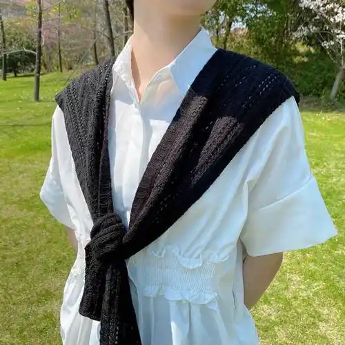 网红针织小披肩女外搭打结夏季空调房围巾护肩坎肩时尚百搭小斗篷菱形