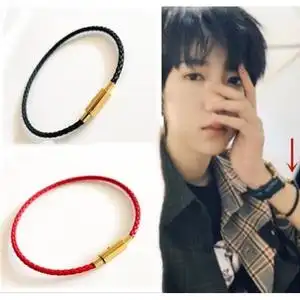 全新贺峻霖同款ctf周家红绳皮绳手链穿3d硬金转运珠手绳,可