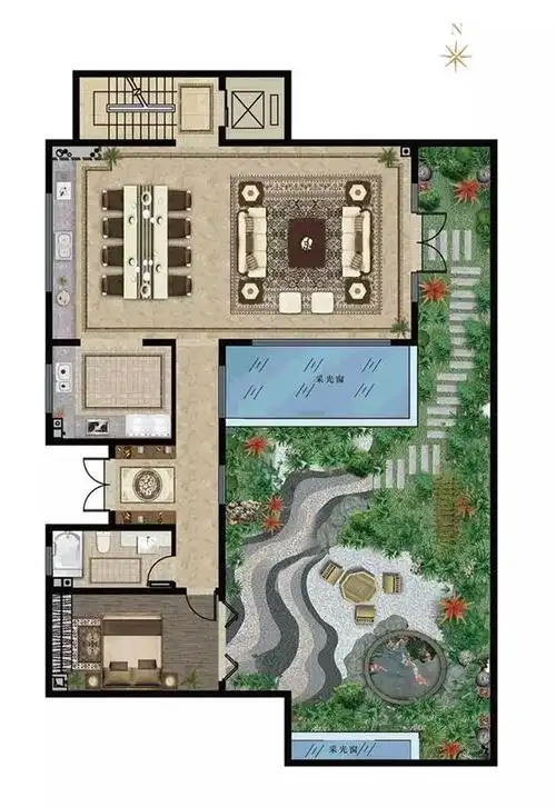 中式庭院设计图#(中式庭院设计图)#(江南庭院风格平面图)#(苏式庭院