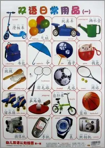 幼儿双语认知挂图(第1辑):双语日常用品1