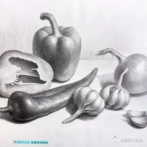 临摹素材画风细腻的静物素描作品