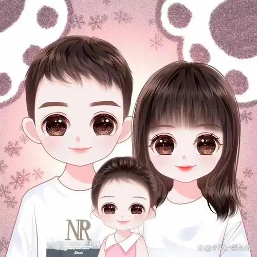 全家福漫画头像,一家三口,四口家庭头像,满满的仪式感