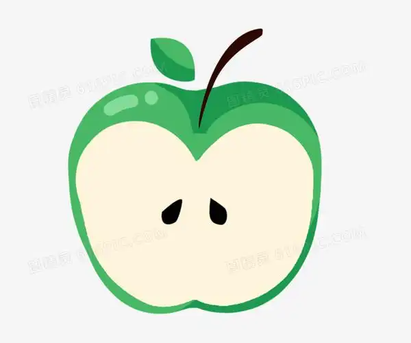 卡通扁平简笔画切开的苹果免抠元素