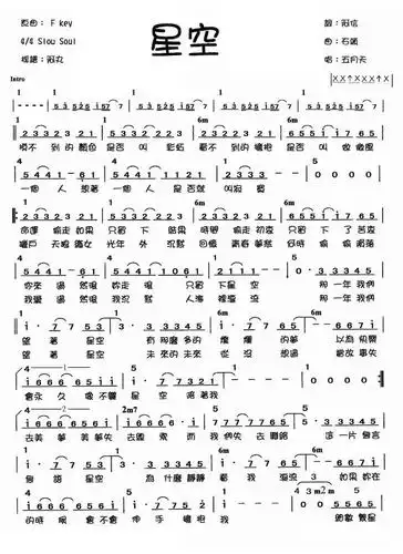 向各位高人跪求五月天的《星空》的简谱(不要吉他谱!) 谢谢!