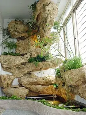 图片_假山效果图大全 家庭假山图片 室内假山图片_室内假山鱼池效果图