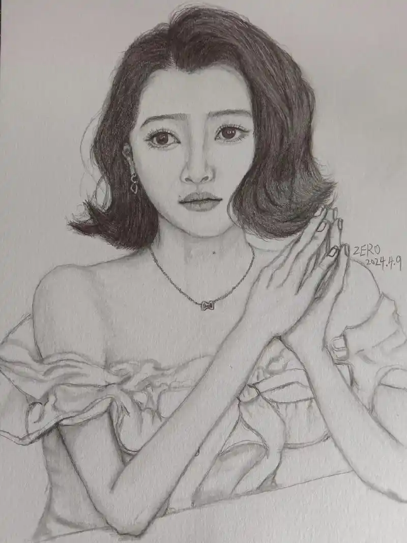 画短发女生7715#画画 #素描人物 #手绘 #关晓彤 - 抖音