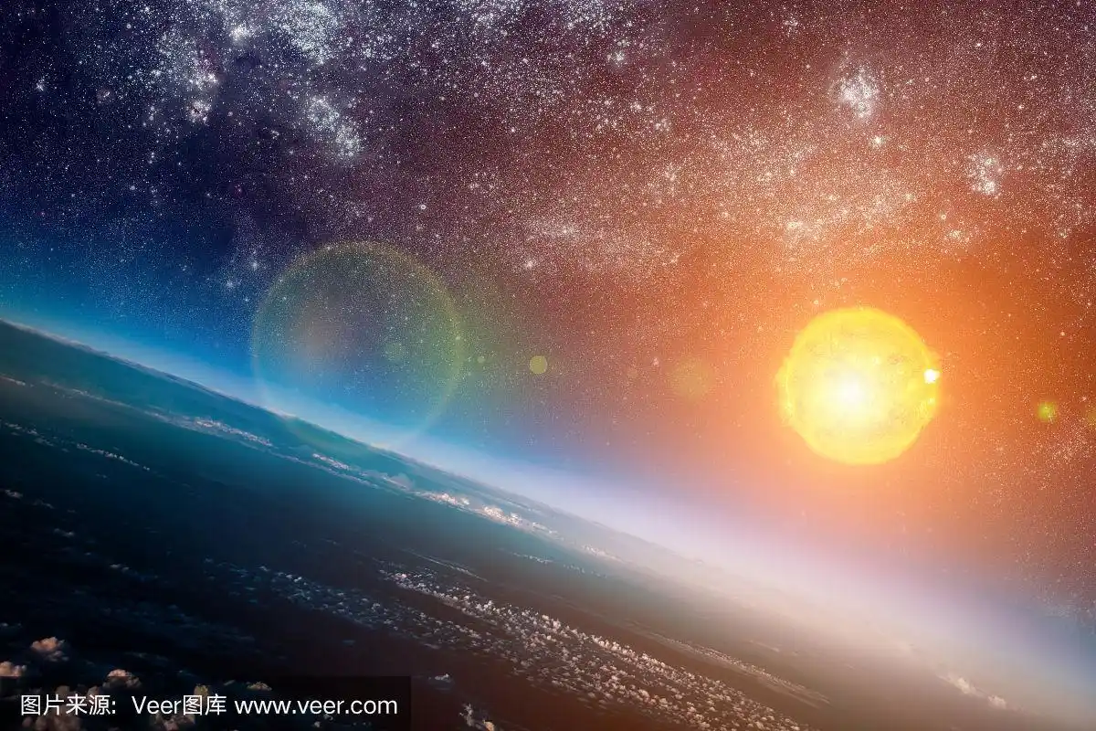 太空,太阳,美,水平画幅,绘画插图